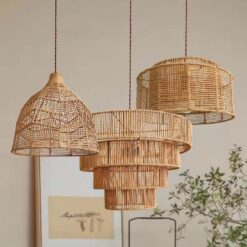 Paper Rope Pendant Light Wicker Wabi Sabi Lampshade