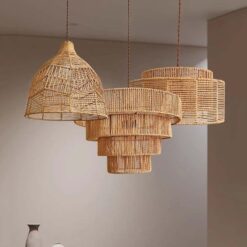 Paper Rope Pendant Light Wicker Wabi Sabi Lampshade