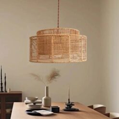 Paper Rope Pendant Light Wicker Wabi Sabi Lampshade
