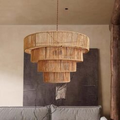 Paper Rope Pendant Light Wicker Wabi Sabi Lampshade