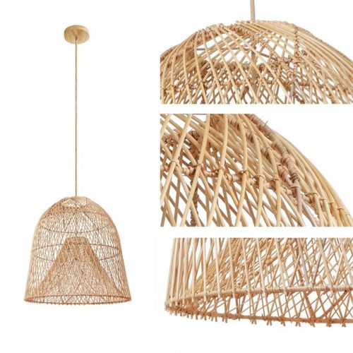 2 Layer Rattan Cage Pendant Light Detail