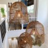 2 Layer Rattan Cage Pendant Light Wicker Light Fixtures (1)