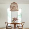 2 Layer Rattan Cage Pendant Light Wicker Light Fixtures (11)
