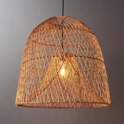 2 Layer Rattan Cage Pendant Light Wicker Light Fixtures (12)