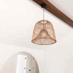 2 Layer Rattan Cage Pendant Light Wicker Light Fixtures (16)