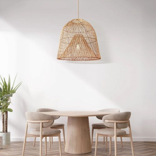3 Layered Rattan Pendant Lights Dining Room