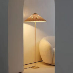 Cone Floor Lamp Wicker Rattan Light Sofa Living Room Bedroom