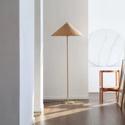 Cone Floor Lamp Wicker Rattan Light Sofa Living Room Bedroom