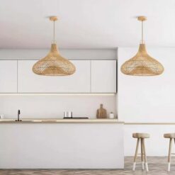 Garlic Shape Rattan Pendant Light Wicker Light Fixtures