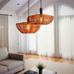 Rattan Retro Pendant Light Woven Lampshade