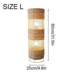 Retro Rattan Floor Lamp Living Room Bedroom Office Sofa Table Size L