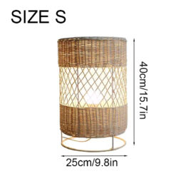 Retro Rattan Floor Lamp Living Room Bedroom Office Sofa Table Size S
