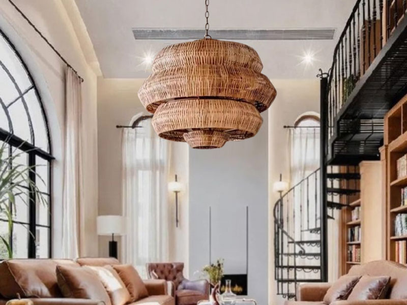 3 Tiers Rattan Chandelier For Living Room