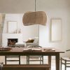 Asymmetric Ribbon Lampshade Wabi Sabi Rattan Pendant Light (7)