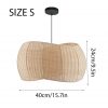 Asymmetric Ribbon Lampshade Wabi Sabi Rattan Pendant Light Size S