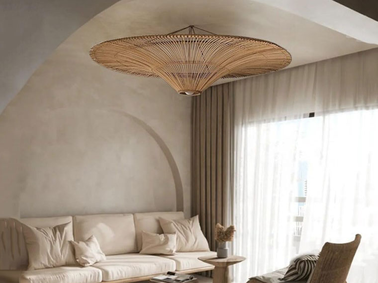 Big Livingroom Chandelier Luminous Rattan Light Fixture