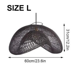 Black Cloud Rattan Pendant Light Size L
