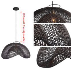 Black Rattan Cloud Pendant Light Hanging Lampshade
