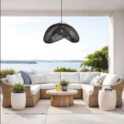 Black Wabi-sabi Rattan Cloud Pendant Light Fixture