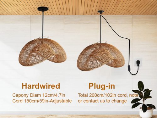 Cloud Rattan Pendant Light Cord Options
