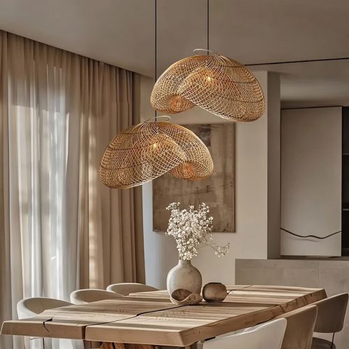 Cloud Rattan Pendant Light Dining Room