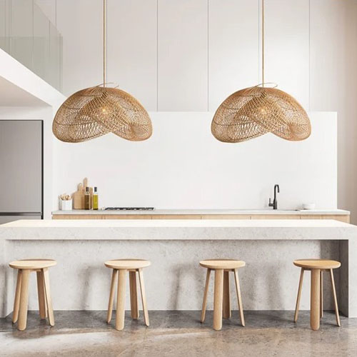 Cloud Rattan Pendant Light Kitchen Island Hanging