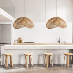 Cloud Rattan Pendant Light Over Kitchen Island