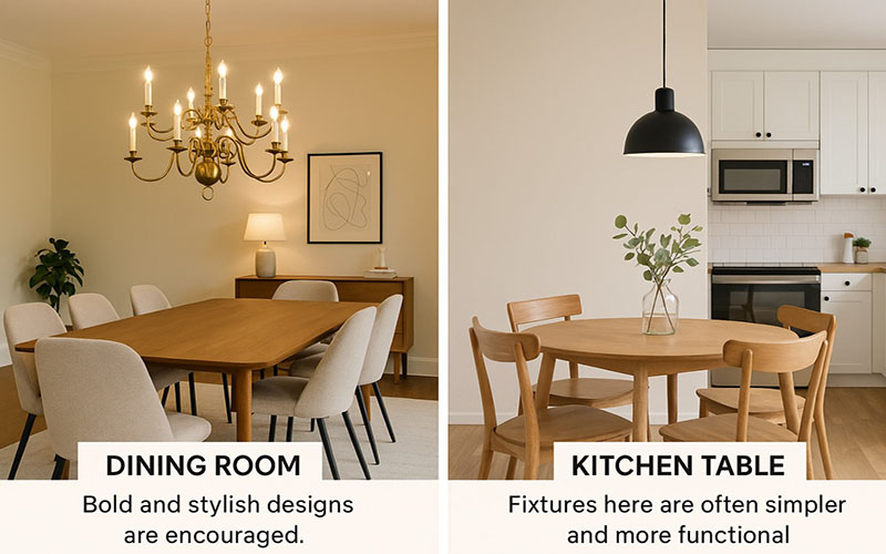 Comparing Fixture Style & Design For Dining Room And Kitchen Table Lighting