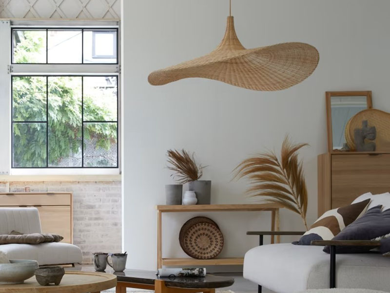 Dining Room Rattan Straw Hat Pendant Light