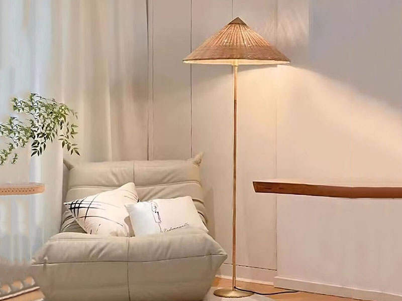 Living Room Rattan Cone Floor Lamp