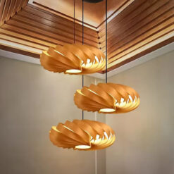 Oak Veneer Chandelier Wood Pendant Light Kitchen Dining Room