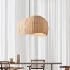 Ribbon Lampshade Wabi Sabi Rattan Pendant Light Dining Room