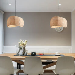 Wabi Sabi Rattan Pendant Light Over Kitchen Island
