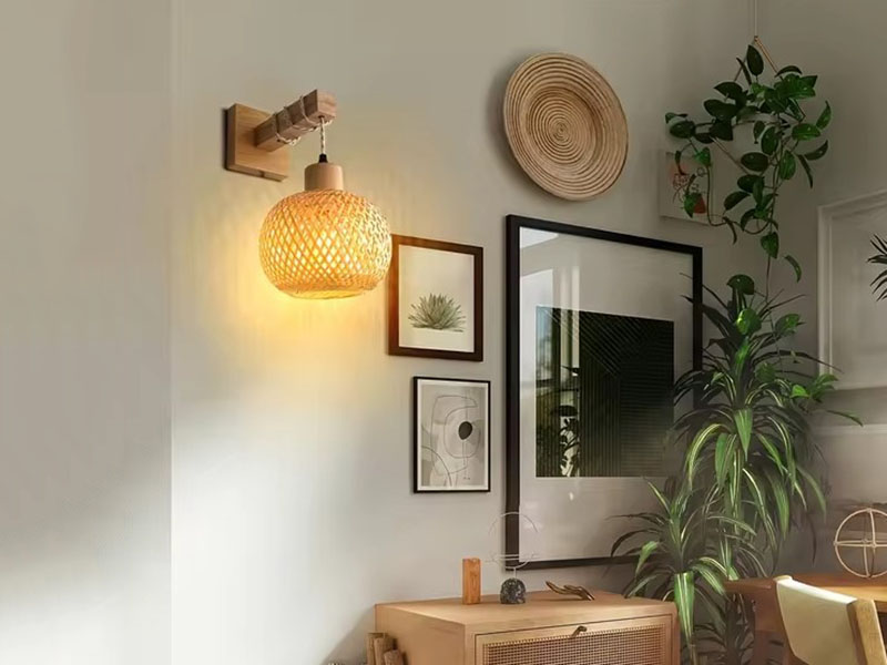 Wood & Bamboo Wall Sconce Lighting Fixture