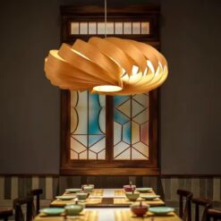 Wood Pendant Light Oak Veneer Chandelier
