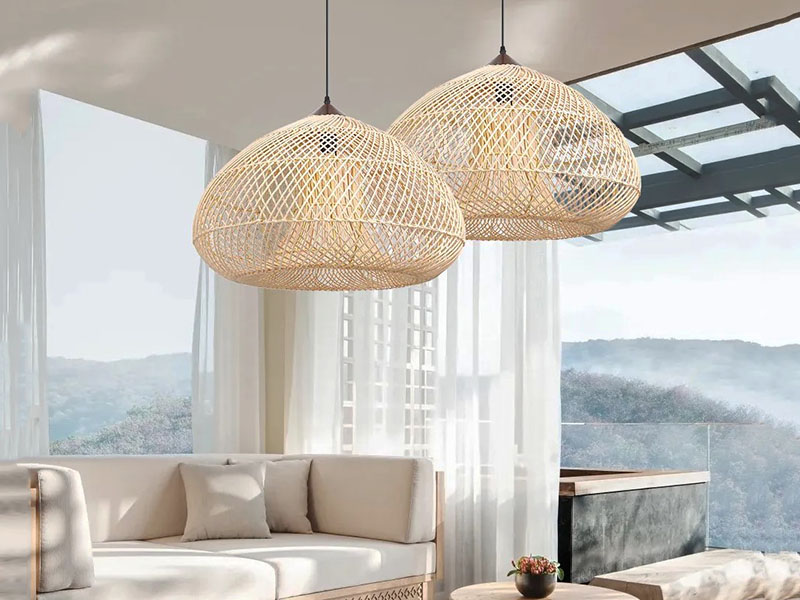 Wood & Rattan Living Room Light Fixtures