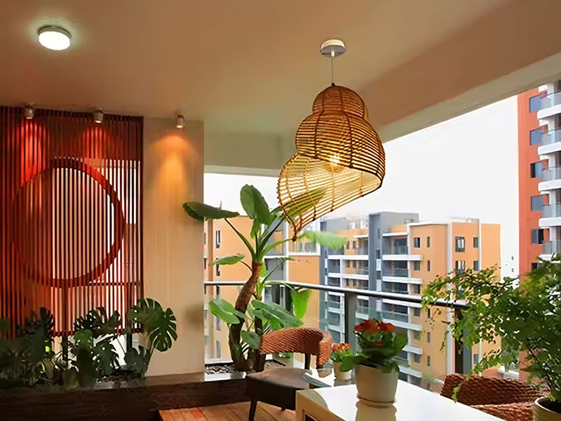 A Beautiful Balcony Rattan Light Fixture