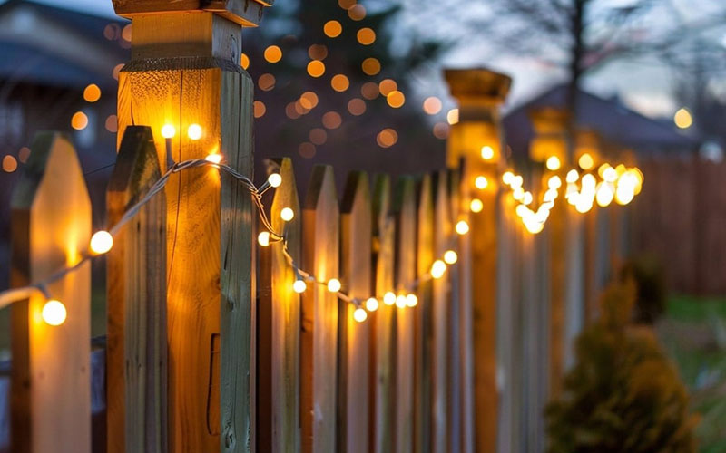 Backyard Fence String Light Idea