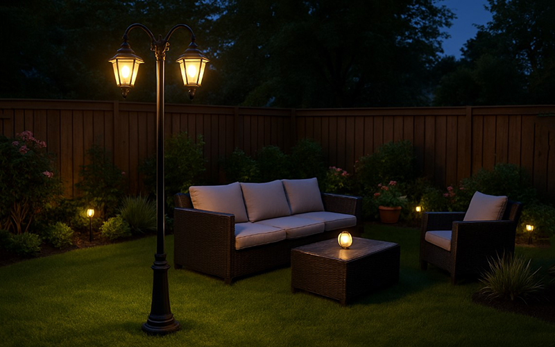 Backyard Light Pole Illumination - Subtle And Stylish Evening Ambience