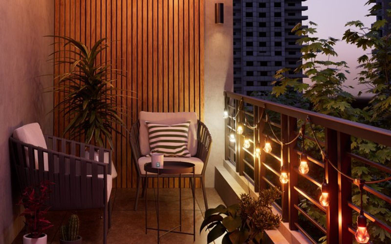 Balcony Railing Ambient String Lights