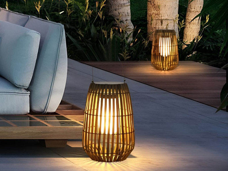 Bamboo Rattan Floor Lamp For Patio Area