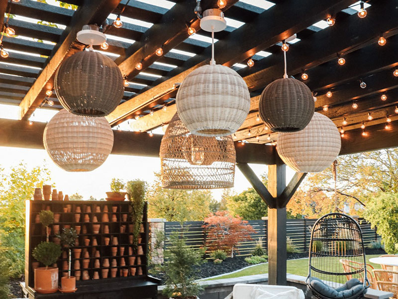Custom Set Unique Outdoor Lighting From Rattan
