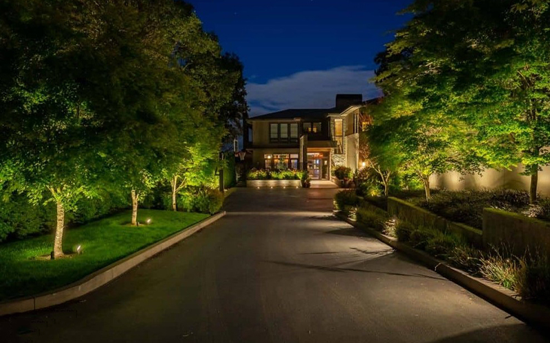 Driveway Multiple Elements Layered Lighting