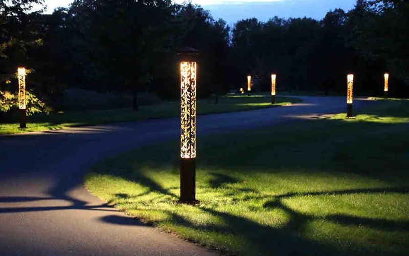 Elegant Post Lights For A Long Driveway Entrance