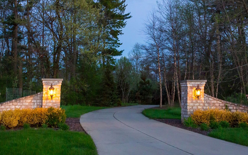 Gate Mounted Sconces Driveway Entrance Lighting