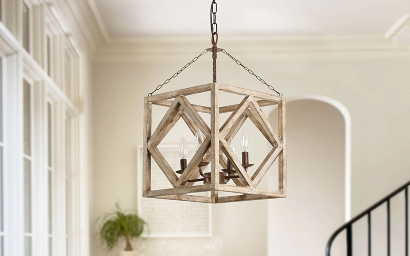 Geometric Wood Frame Chandelier