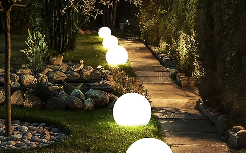 Glowing Garden Orbs Along Your Path