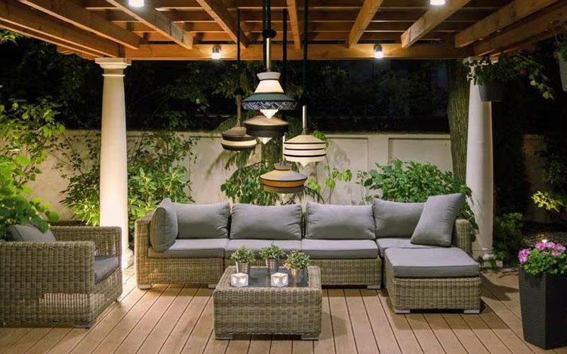 Hanging Patio Light Fixture Above Dining Areas