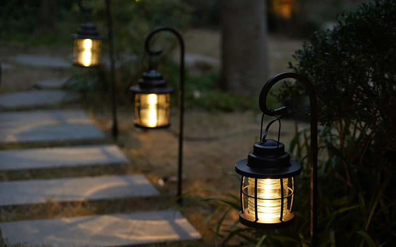 Lantern-style Fixtures Along The Walkway