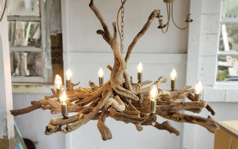 Large Chandelier Made Of Driftwood Branches